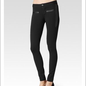 PAIGE Renee Pant- Black Ponte Leather Detail